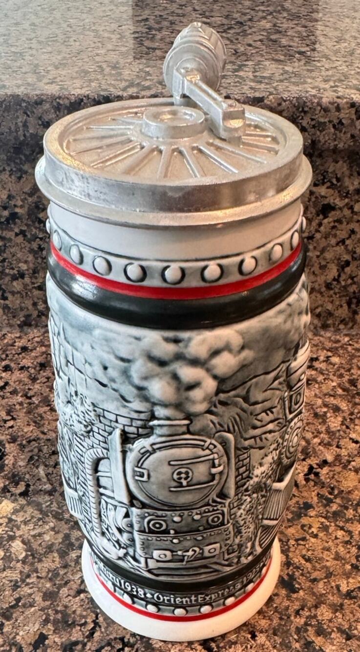Vtg 1982 Avon Collectibles Lidded Beer Stein Locomotive Train 301745 Ceramarte